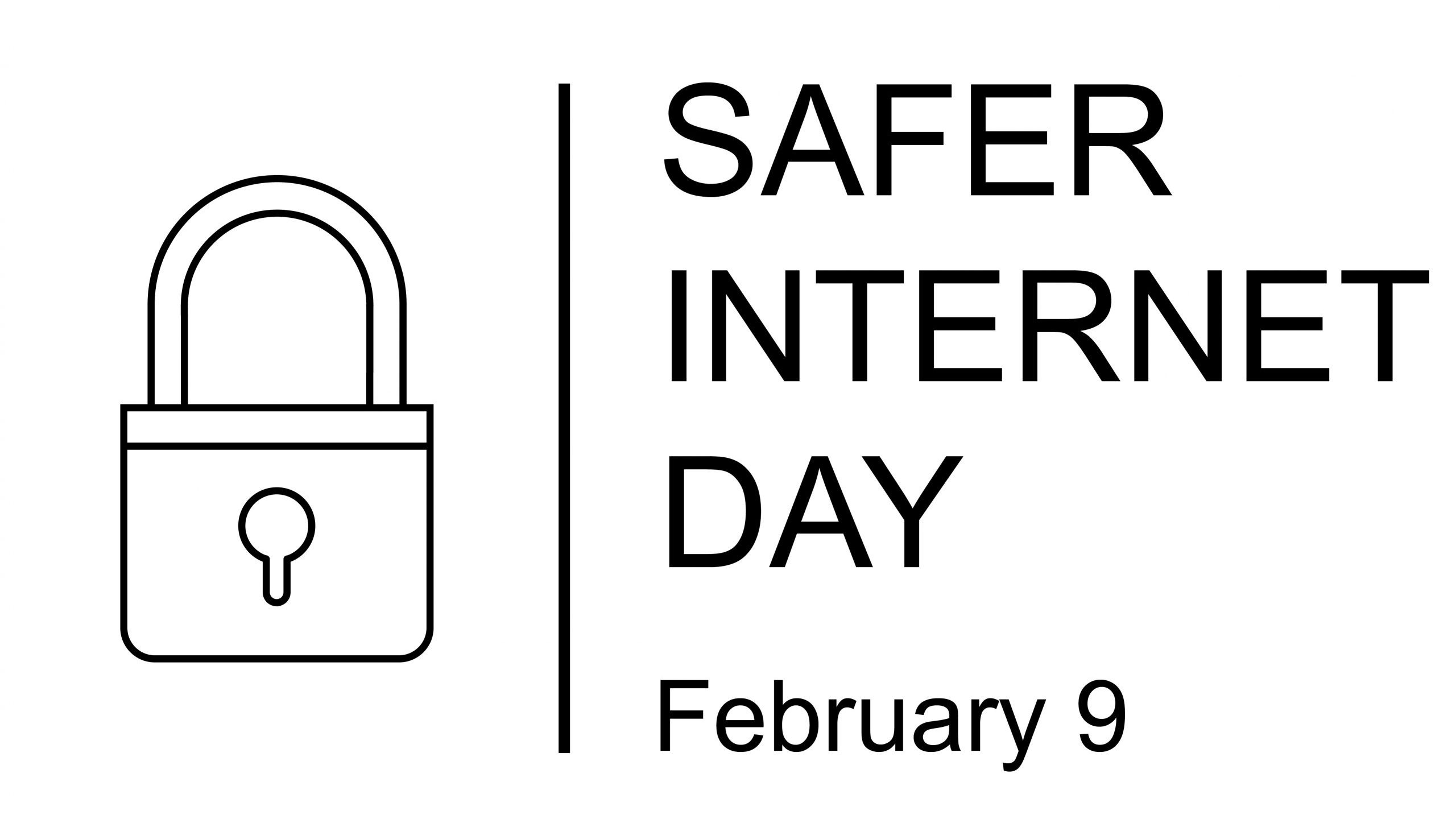 Safer Internet Day symbol, sign or logo. Padlock design. White background. Vector Illustration. February 9