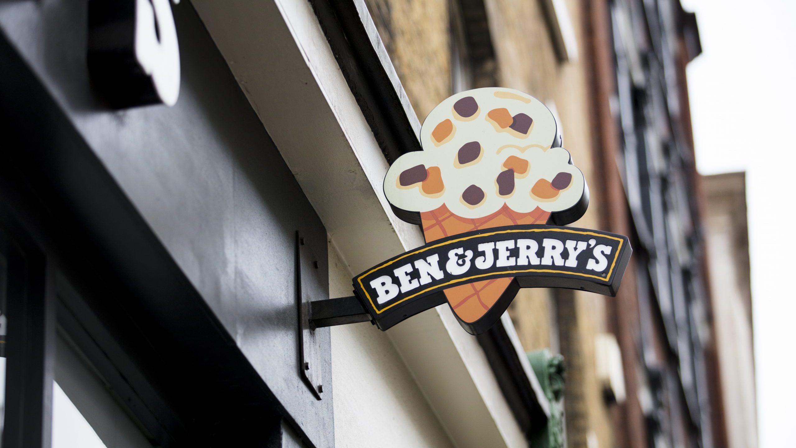 London, UK, 17th July 2019, Ben and Jerry's Sign in soho