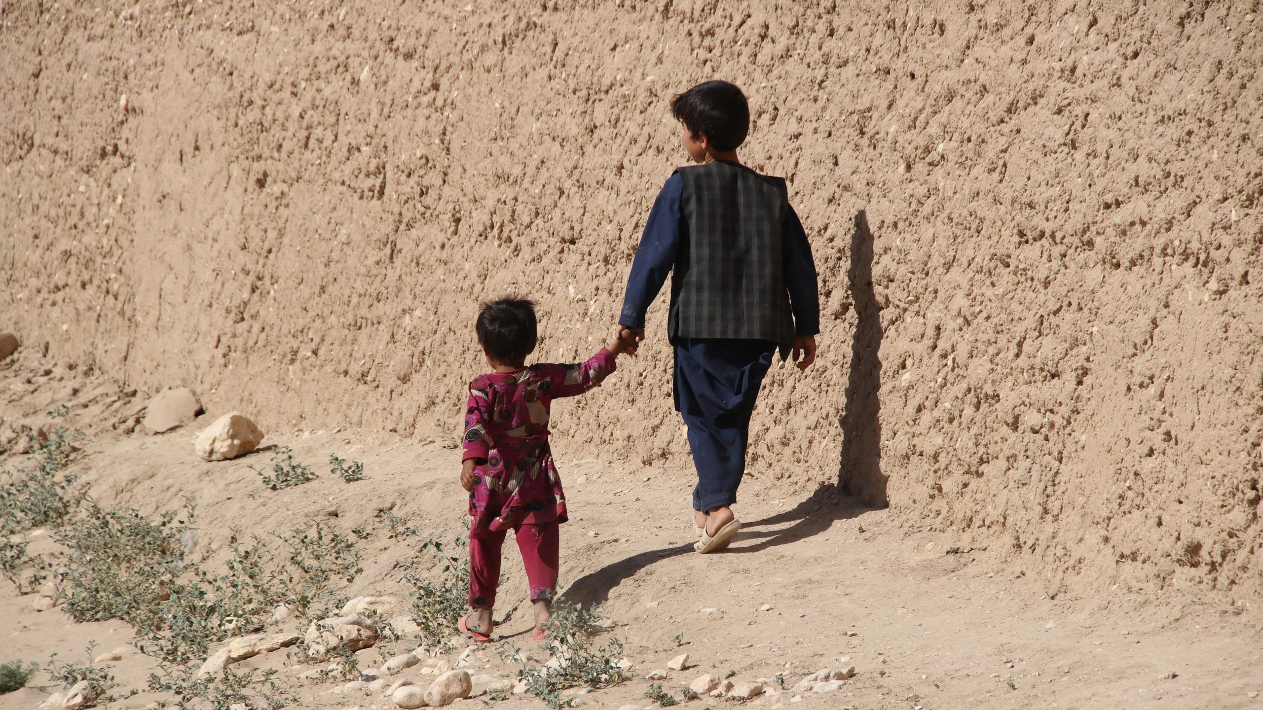 Afghanistan village and school children in the middle of the drought in the North east in the summer of 2019