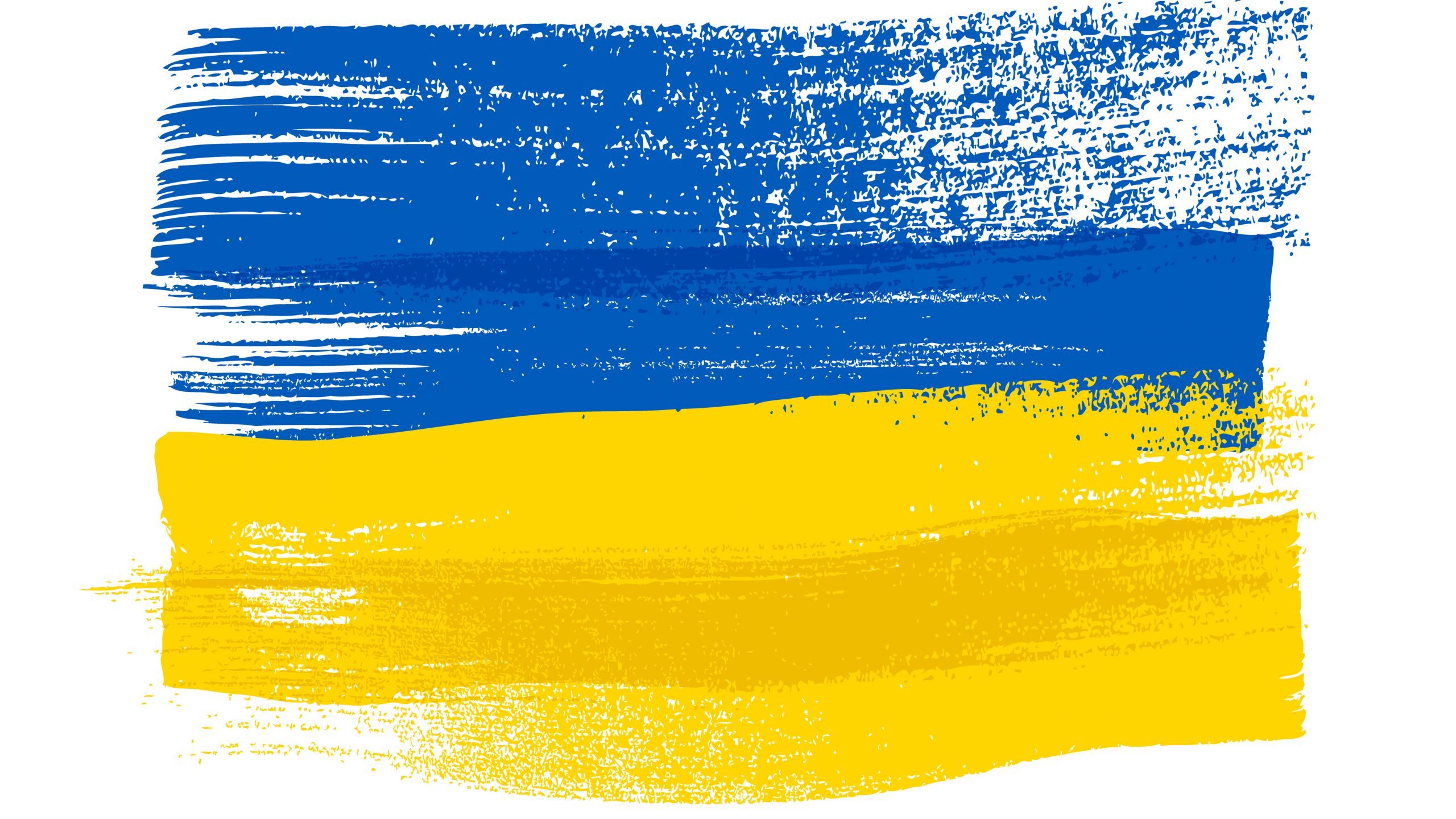 Ukraine colorful brush strokes painted flag.