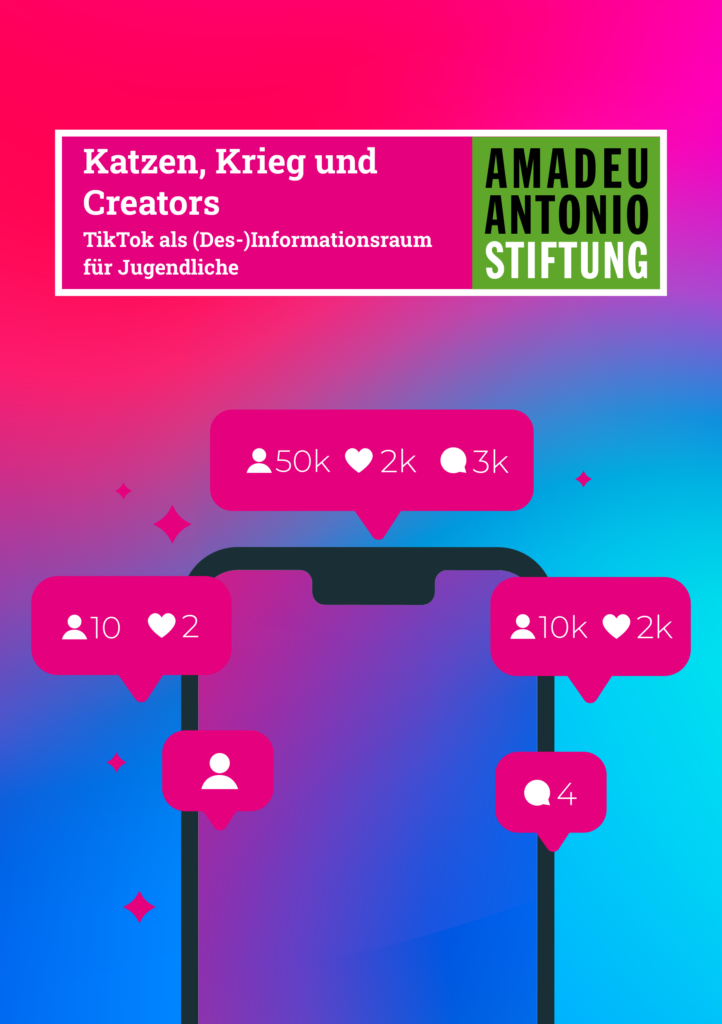 Klickbares Cover der Publikation "Katzen, Krieg und Creators. TikTok als (Des-)Informationsraum für Jugendliche"